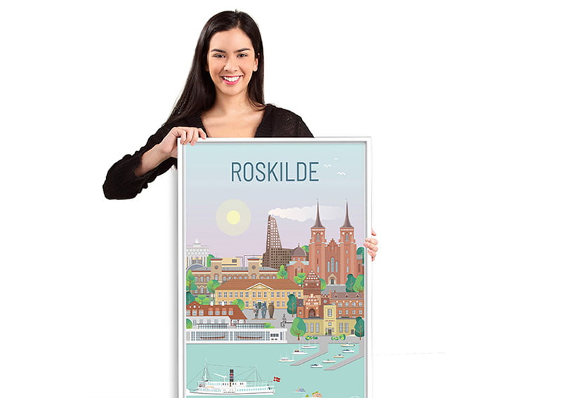 Roskilde 🇩🇰 Se den nye 2023 plakat med Roskilde 🇩🇰 Byplakat.com